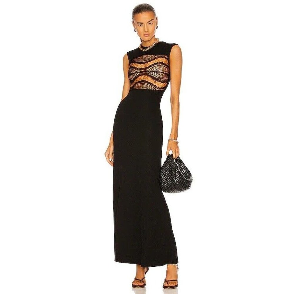 Christopher Esber Tropic Crochet Ribbed Tank Dress Black - Picture 2 of 9
